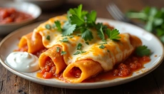 Preparazione delle enchiladas con salsa fatta in casa per un gusto come in Messico