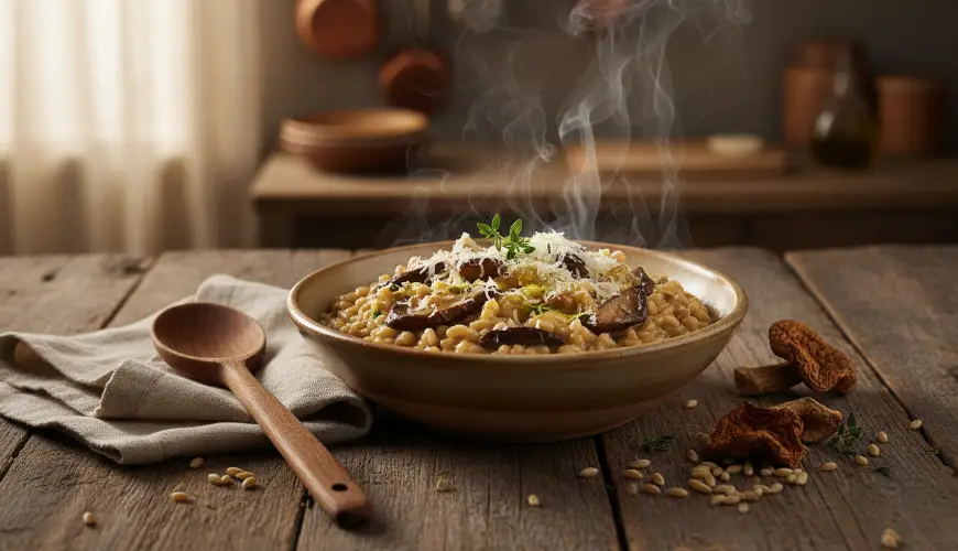Profumato risotto d'orzo con porcini di bosco ovvero risotto di orzo perlato