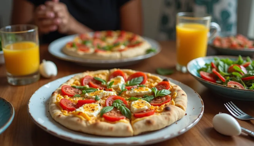 Cibo sano e nutriente - pizza di ricotta senza farina