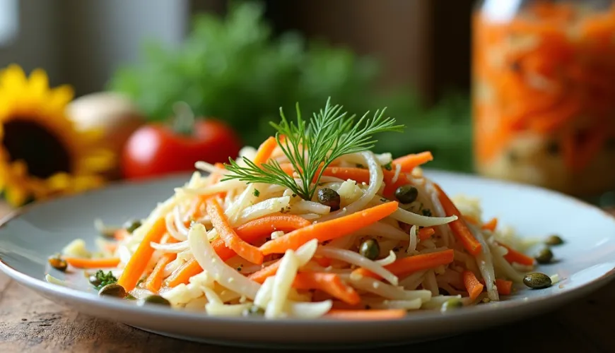 Cibo sano a portata di mano con insalata vitaminica di crauti