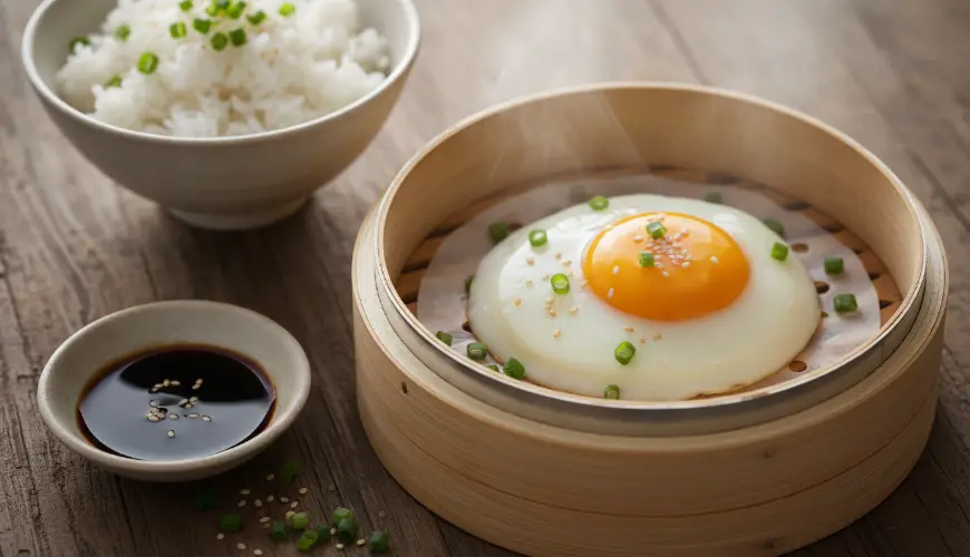 Provate le uova all'occhio di bue al vapore secondo i cuochi asiatici
